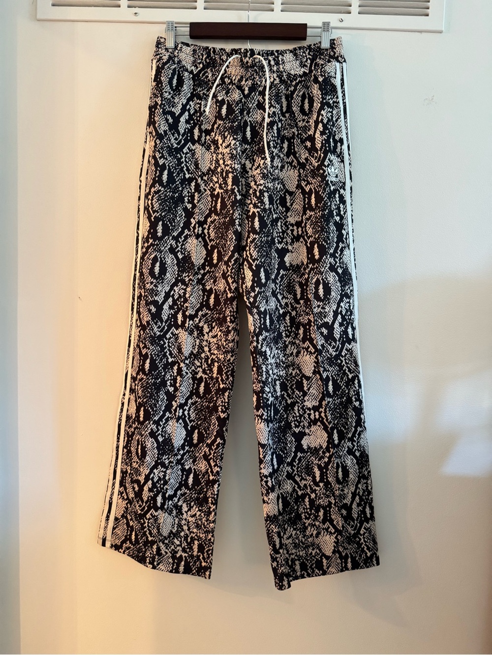 adidas Originals Black and Cream Snake-Print Track Pants